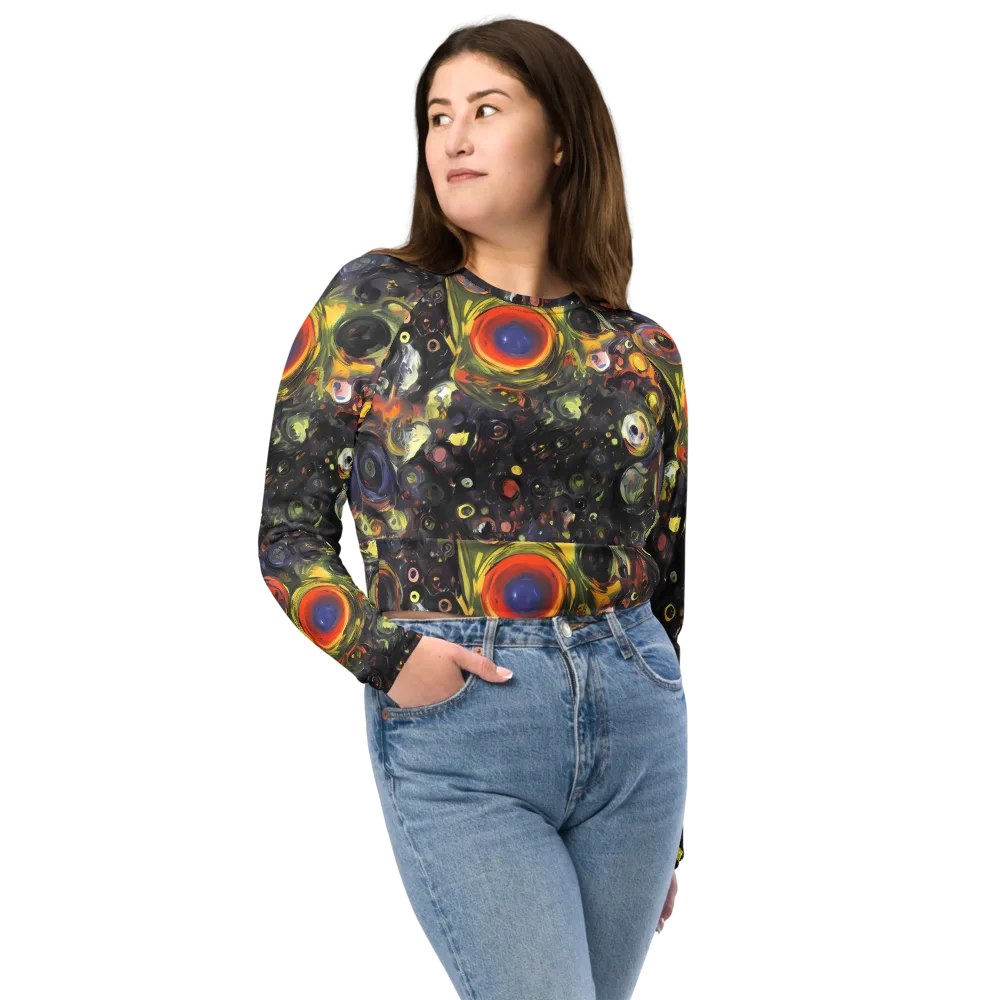 Stellar Spin on Long Sleeve Crop Top — Front