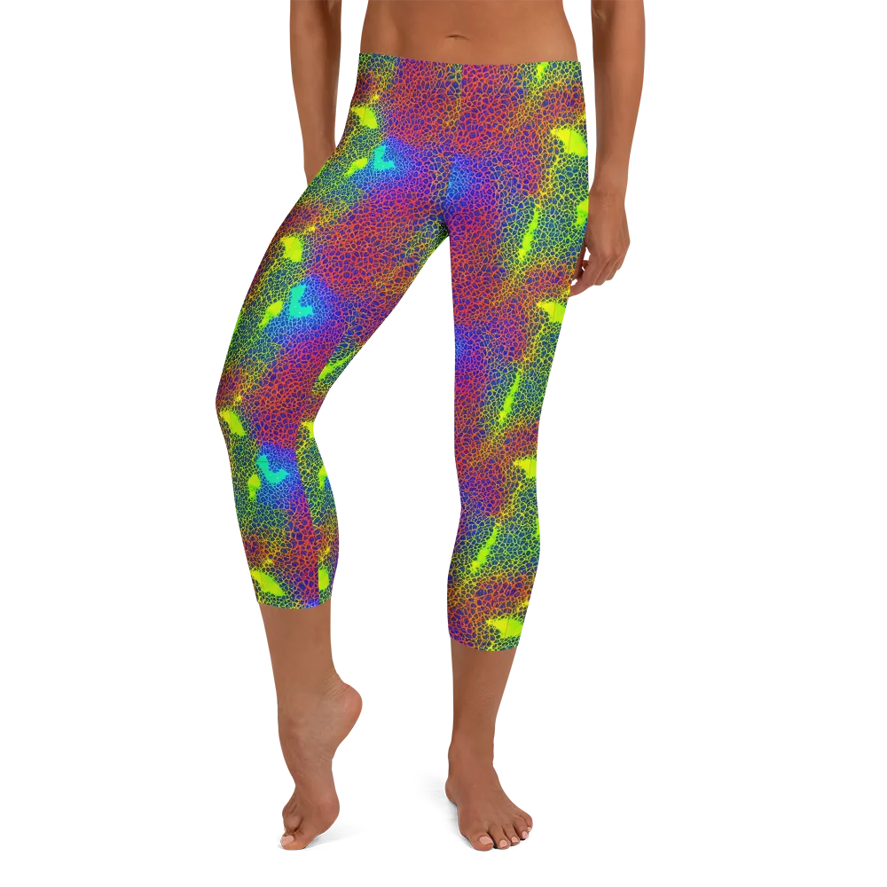 Prismatic Web on Capri Leggings — Front
