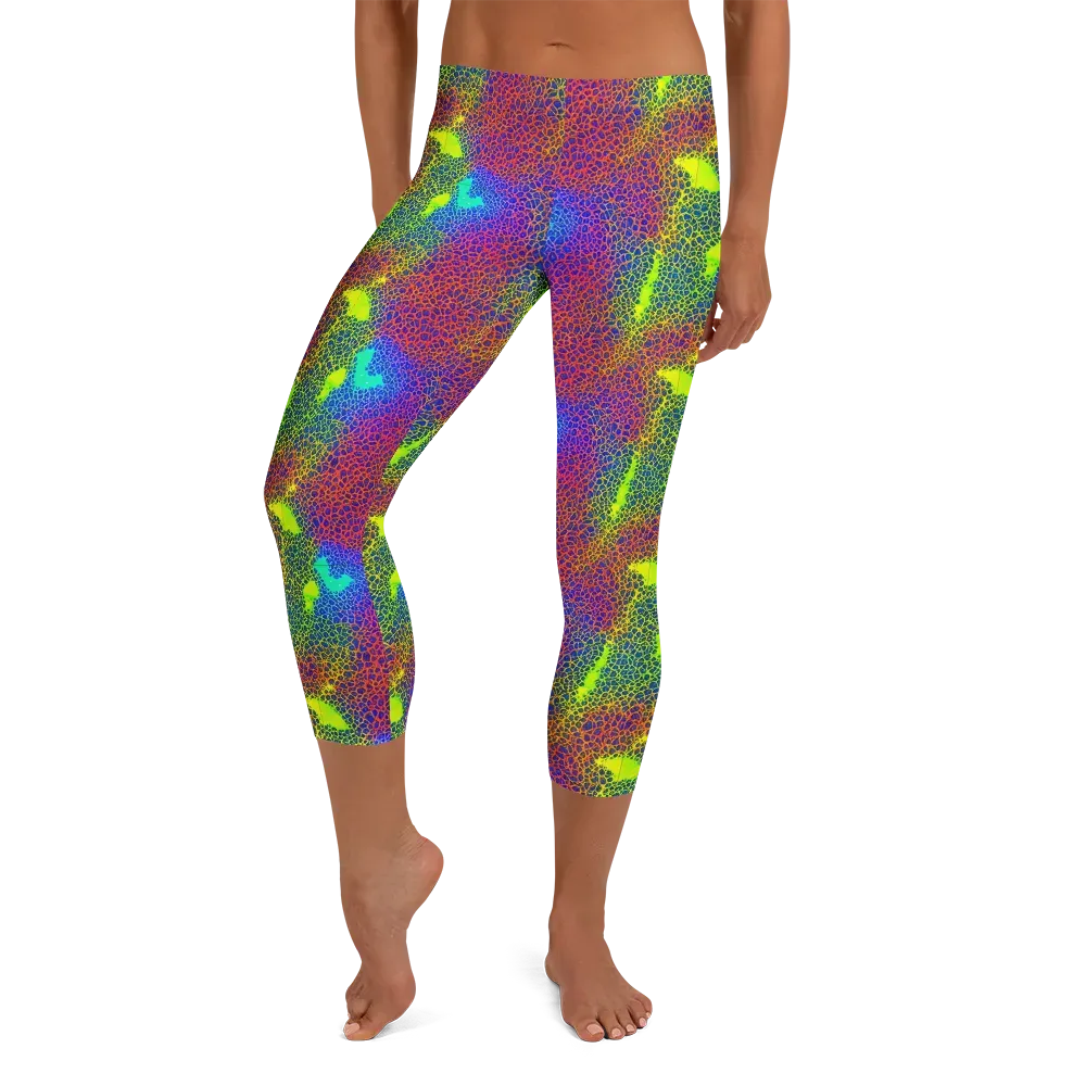 Prismatic Web on Capri Leggings — Front