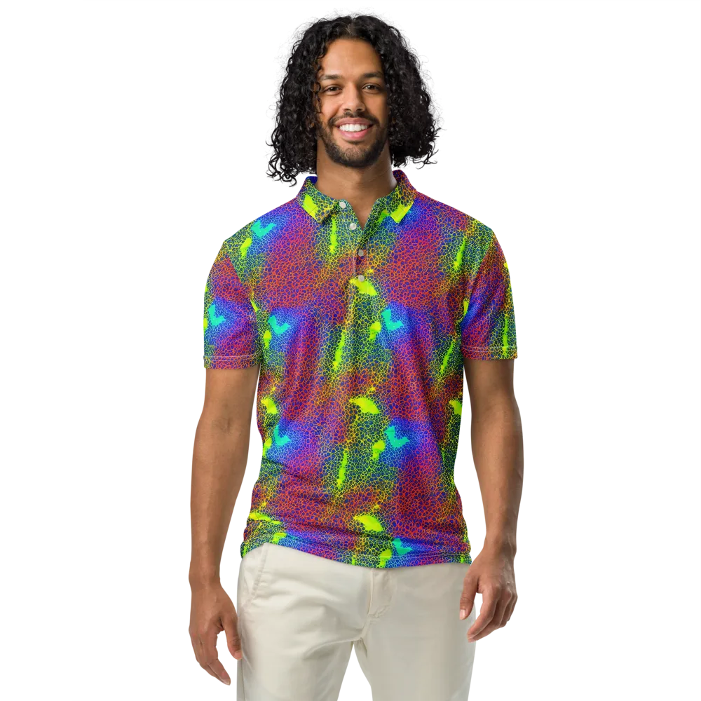 Prismatic Web on Men's Slim Fit Polo Shirt — Front