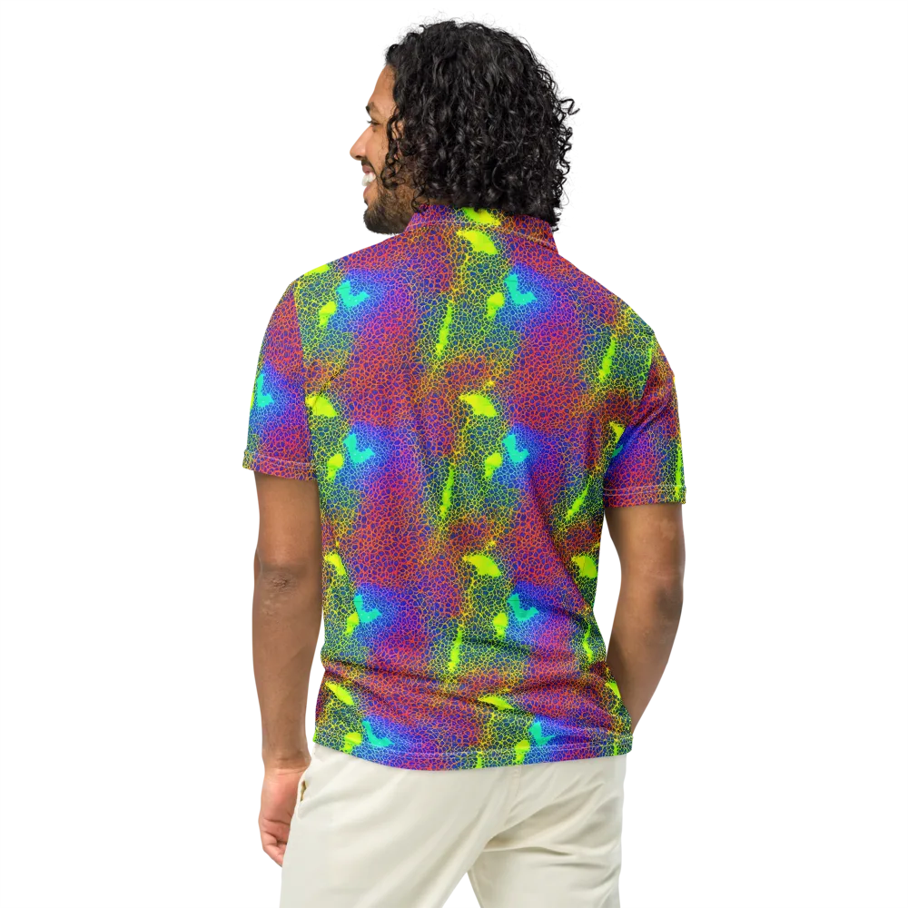 Prismatic Web on Men's Slim Fit Polo Shirt — Back