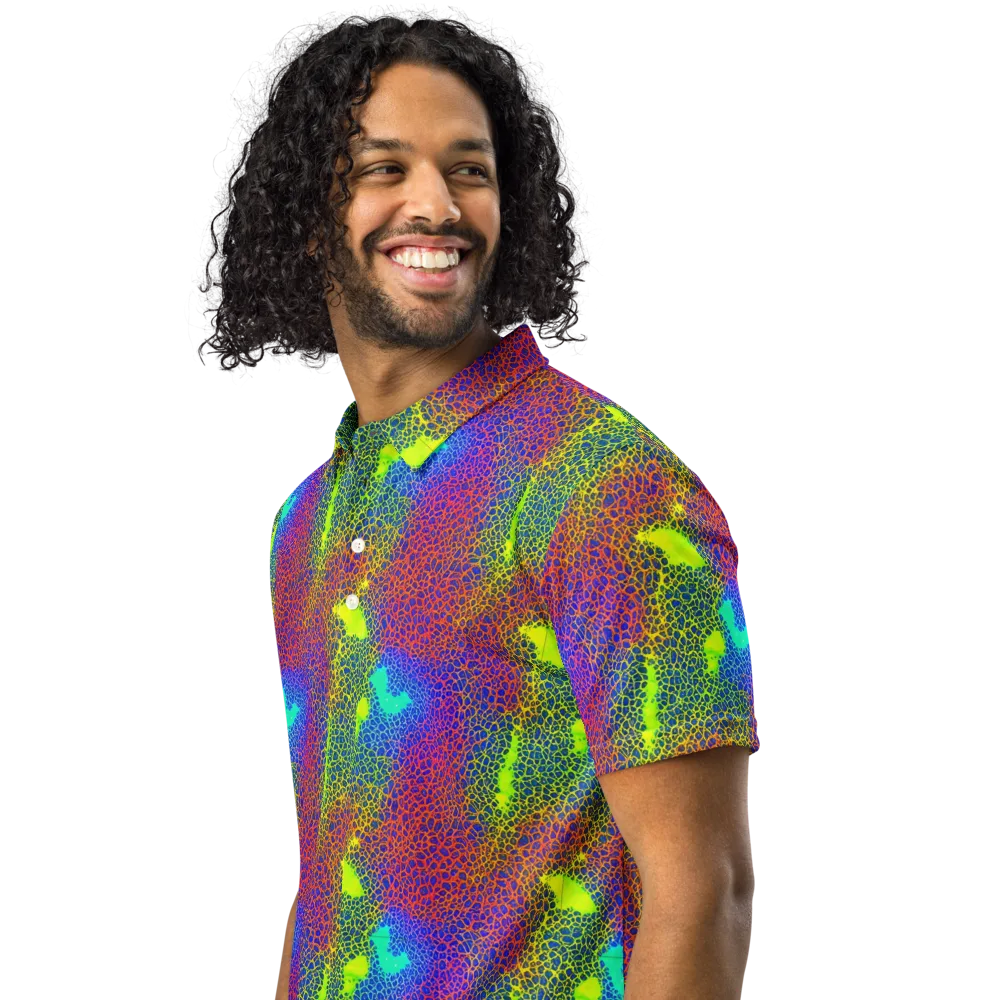 Prismatic Web on Men's Slim Fit Polo Shirt — Left Front