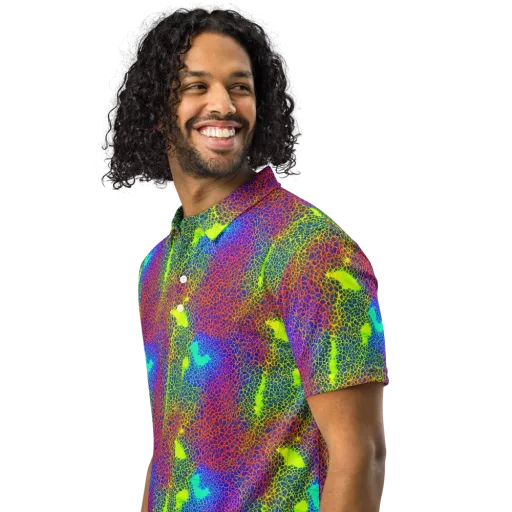 Prismatic Web on a Men's Slim Fit Polo Shirt