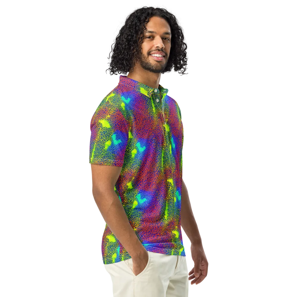 Prismatic Web on Men's Slim Fit Polo Shirt — Right Front