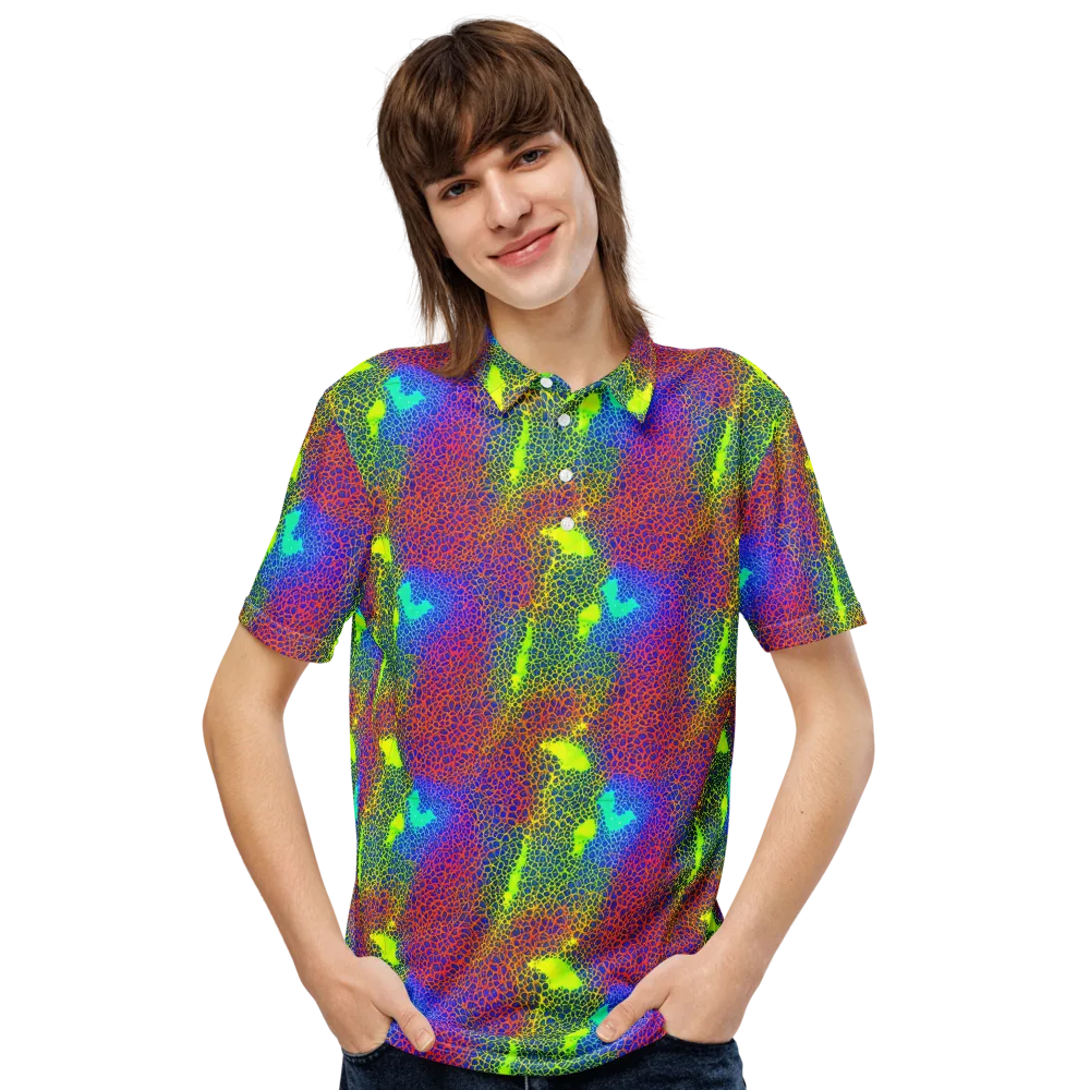 Prismatic Web on Men's Slim Fit Polo Shirt — Front