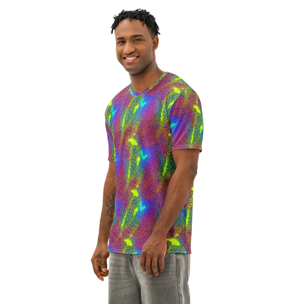 Prismatic Web on Men's Cotton Crew Neck T-Shirt — Left Front