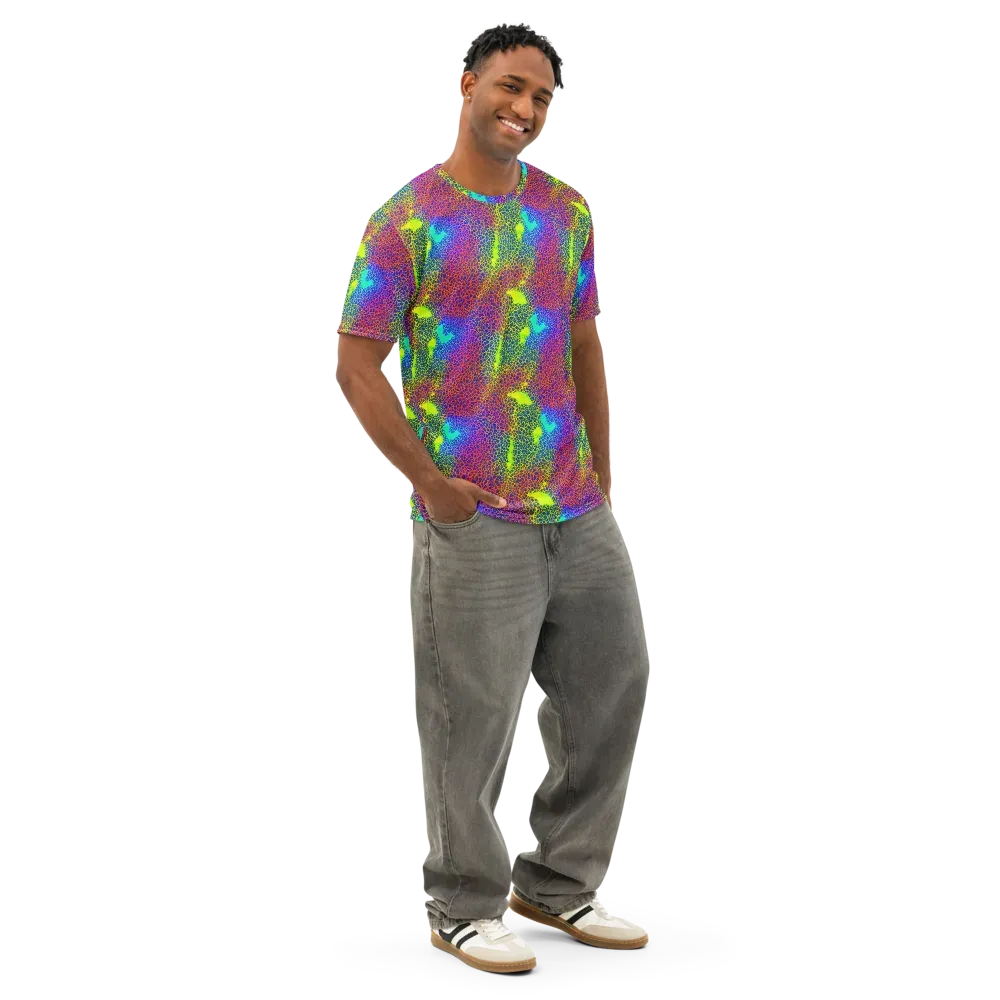 Prismatic Web on Men's Cotton Crew Neck T-Shirt — Right Front
