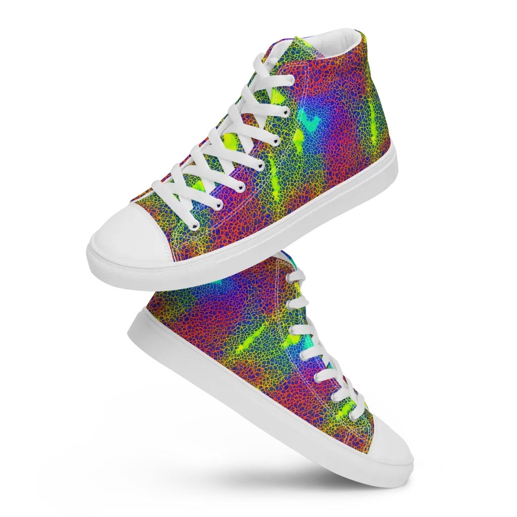 Prismatic Web on Men's High Top Canvas Shoes — Front