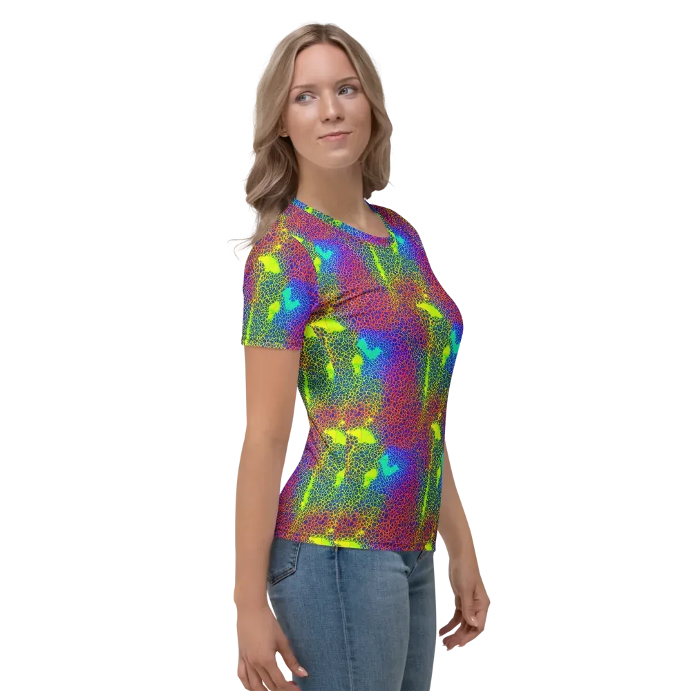 Prismatic Web on Women's Crew Neck T-Shirt — Right