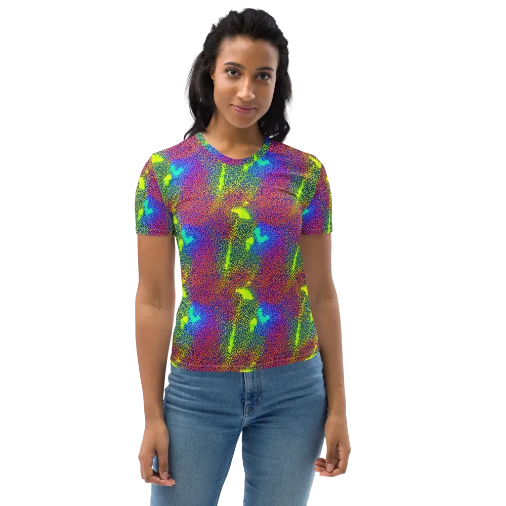 Prismatic Web on Women's Crew Neck T-Shirt — Front
