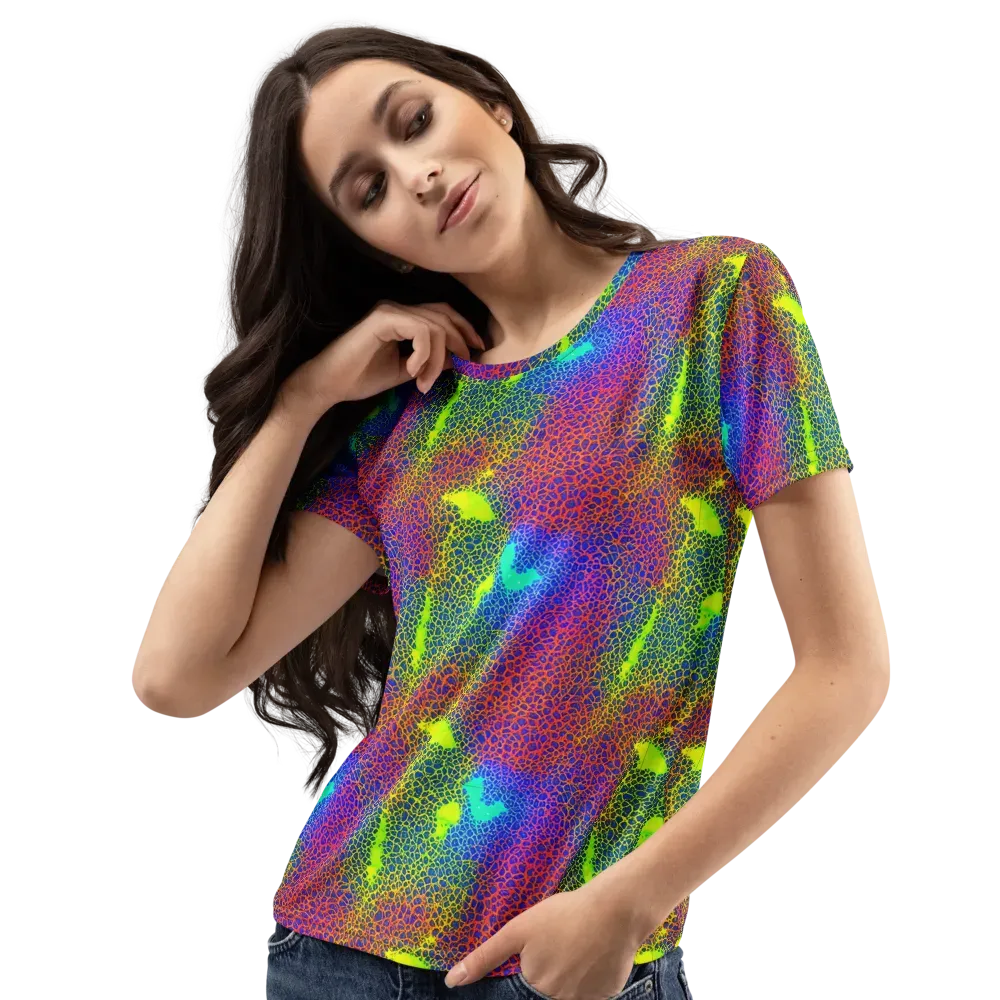 Prismatic Web on Women's Crew Neck T-Shirt — Left Front