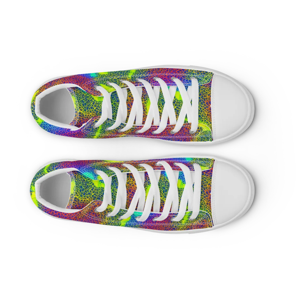 Prismatic Web on Women's High Top Canvas Shoes — Front