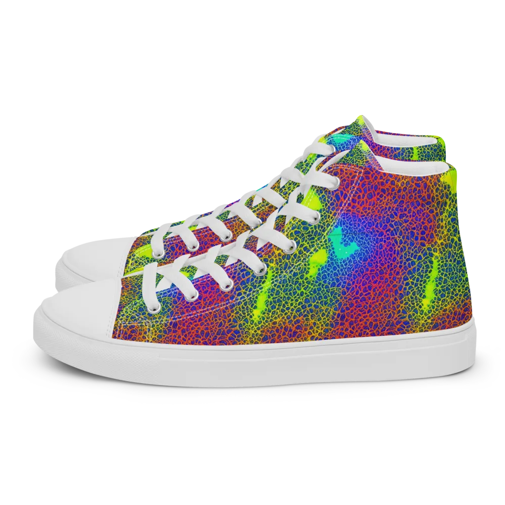 Prismatic Web on Women's High Top Canvas Shoes — Left