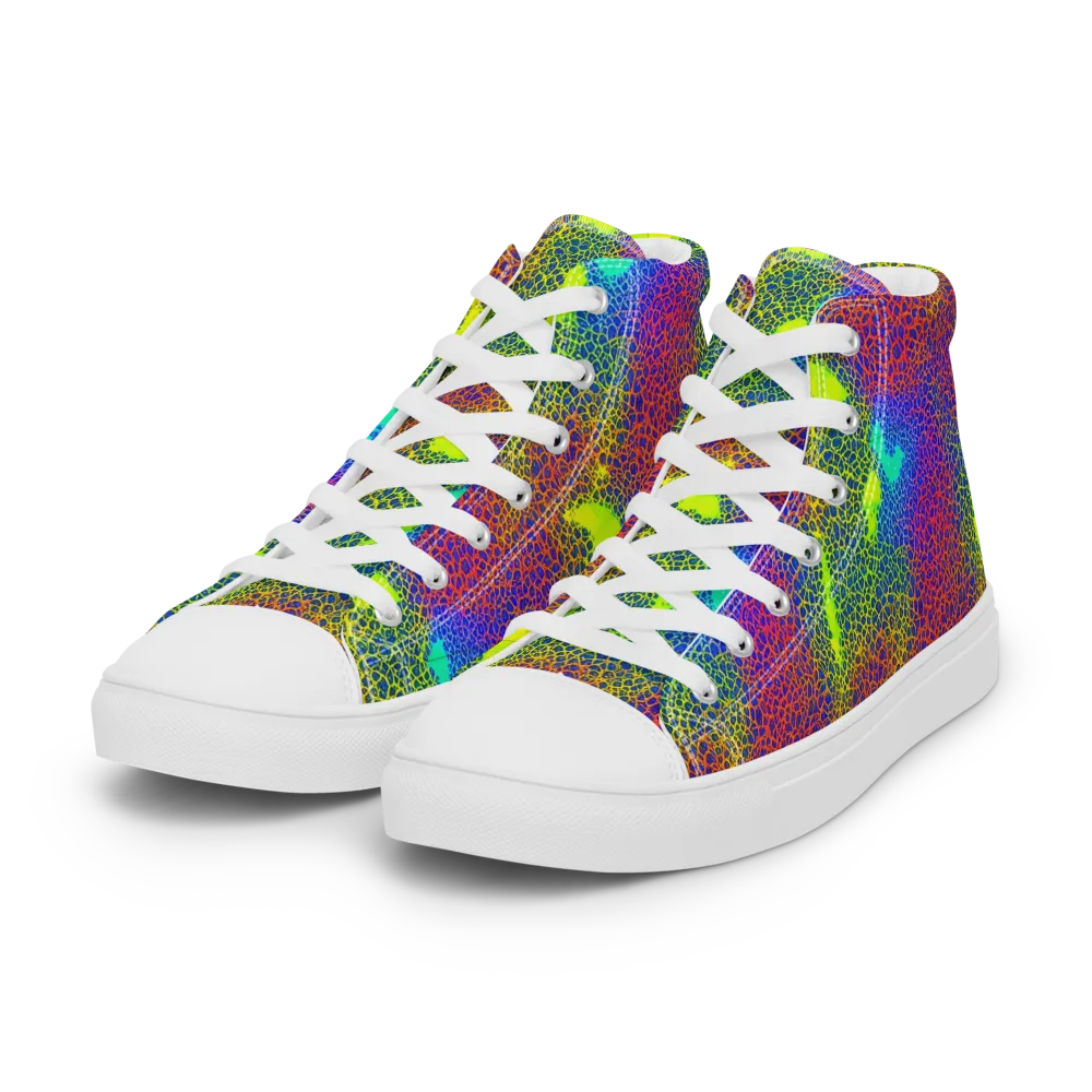 Prismatic Web on Women's High Top Canvas Shoes — Left Front
