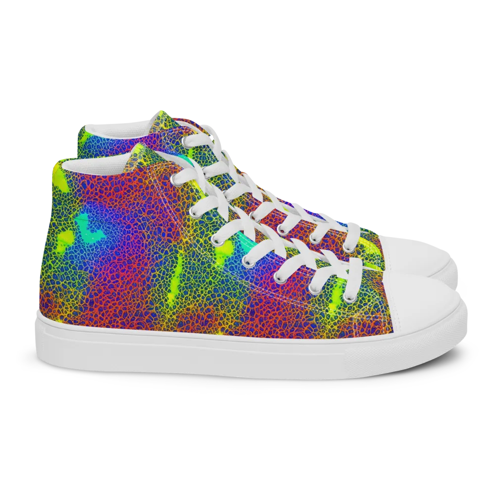 Prismatic Web on Women's High Top Canvas Shoes — Right