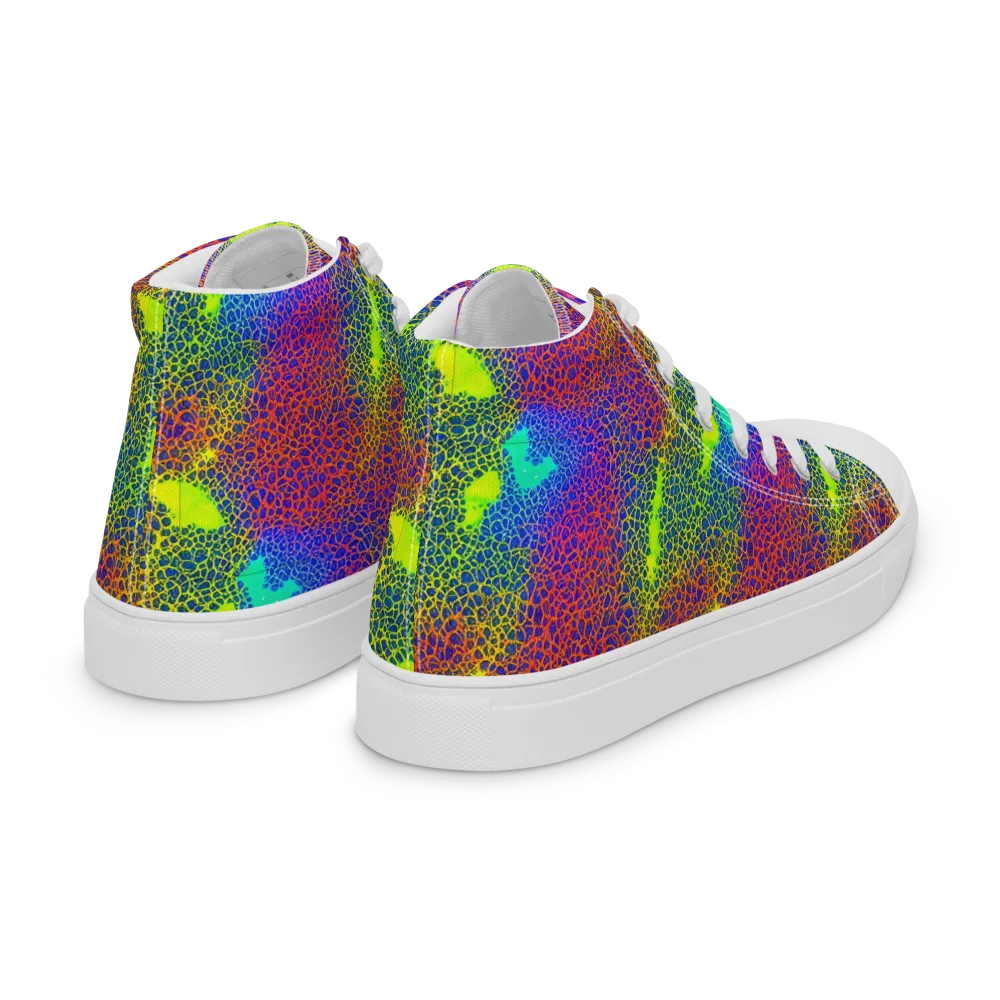 Prismatic Web on Women's High Top Canvas Shoes — Right Back