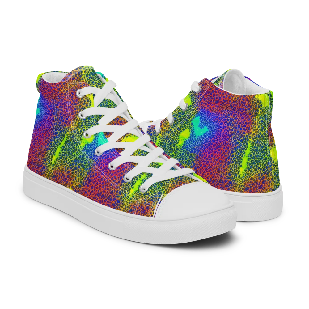 Prismatic Web on Women's High Top Canvas Shoes — Right