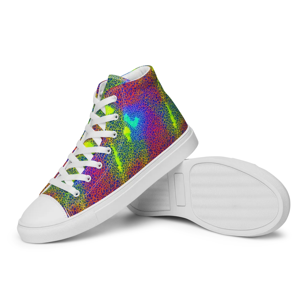 Prismatic Web on Women's High Top Canvas Shoes — Left