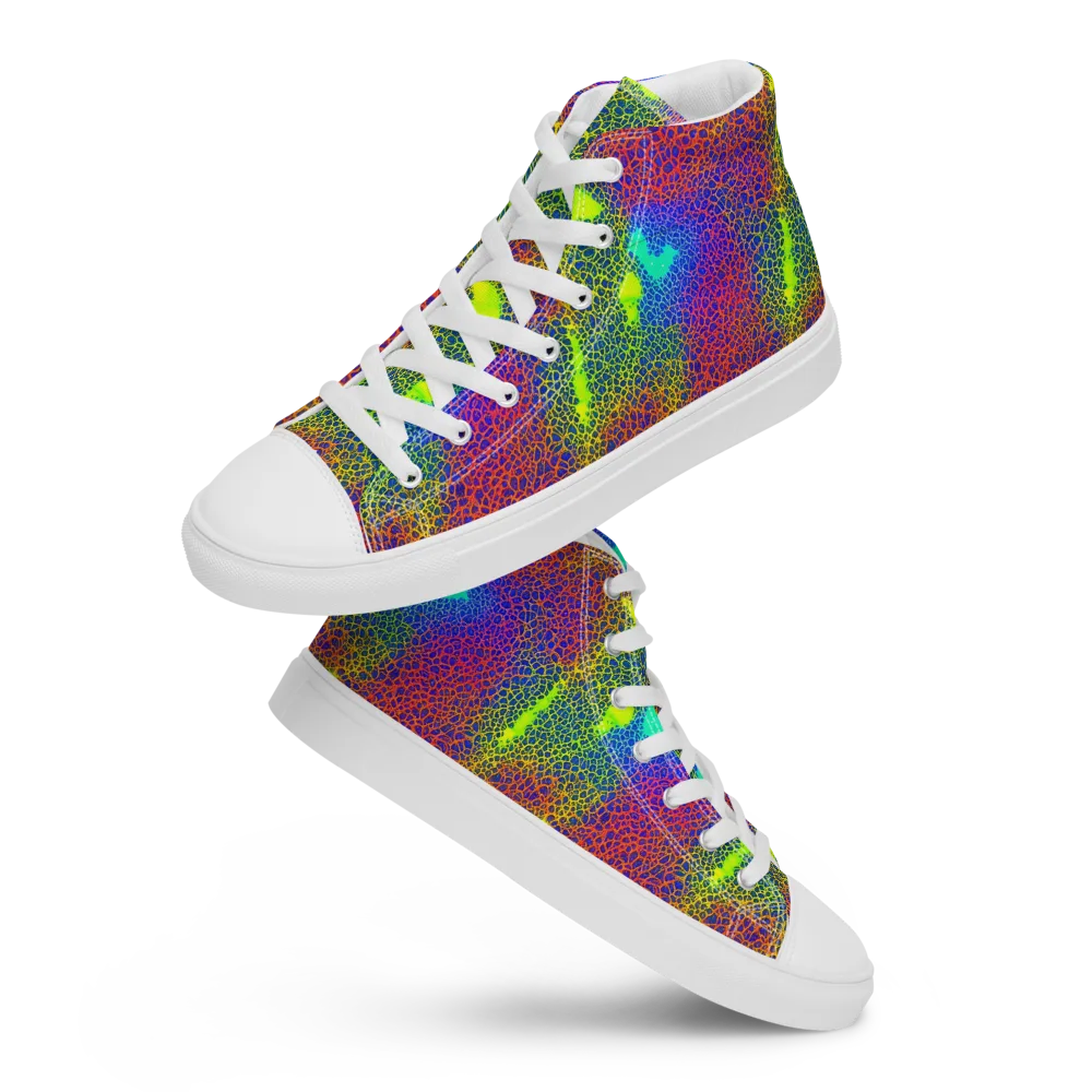 Prismatic Web on Women's High Top Canvas Shoes — Front