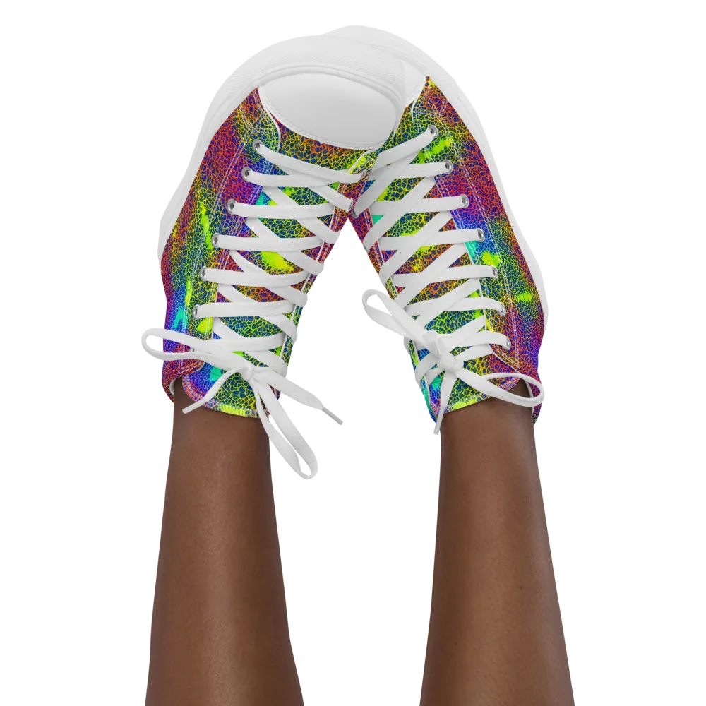 Prismatic Web on Women's High Top Canvas Shoes — Front