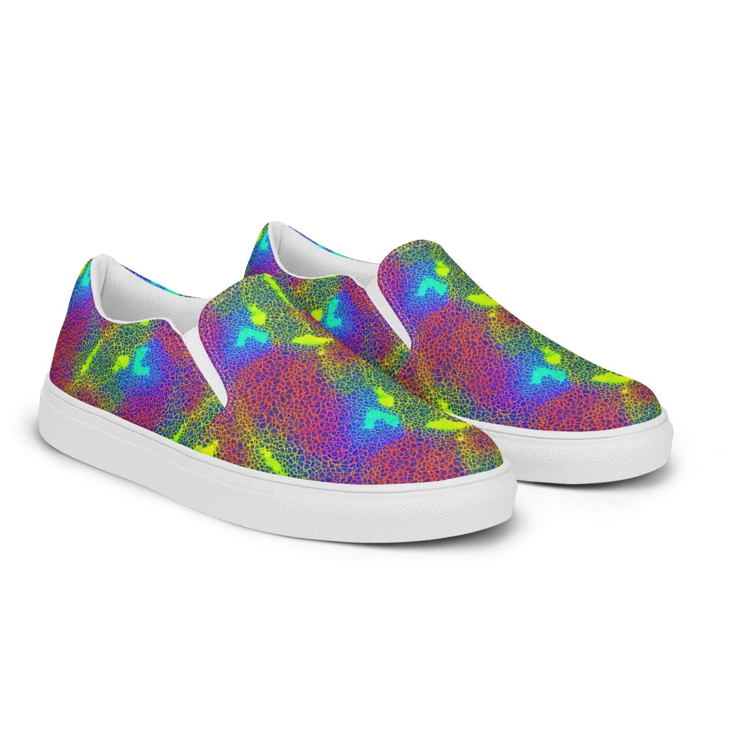 Prismatic Web on Men's Slip-On Canvas Shoes — Right Front