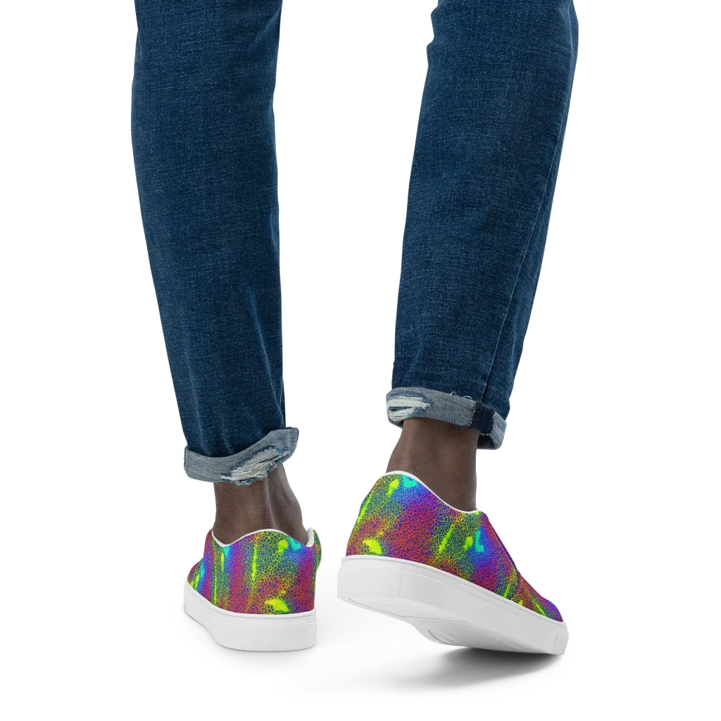 Prismatic Web on Men's Slip-On Canvas Shoes — Back