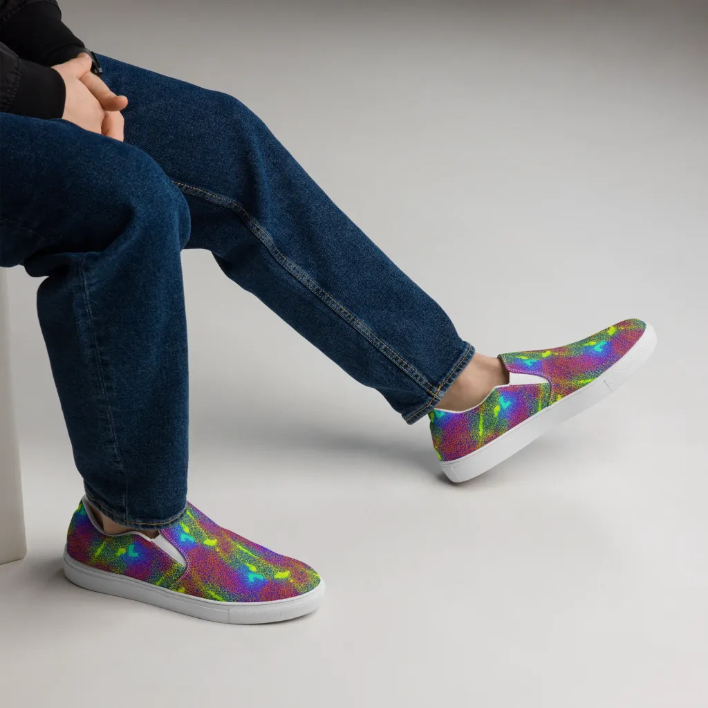 Prismatic Web on Men's Slip-On Canvas Shoes — Right