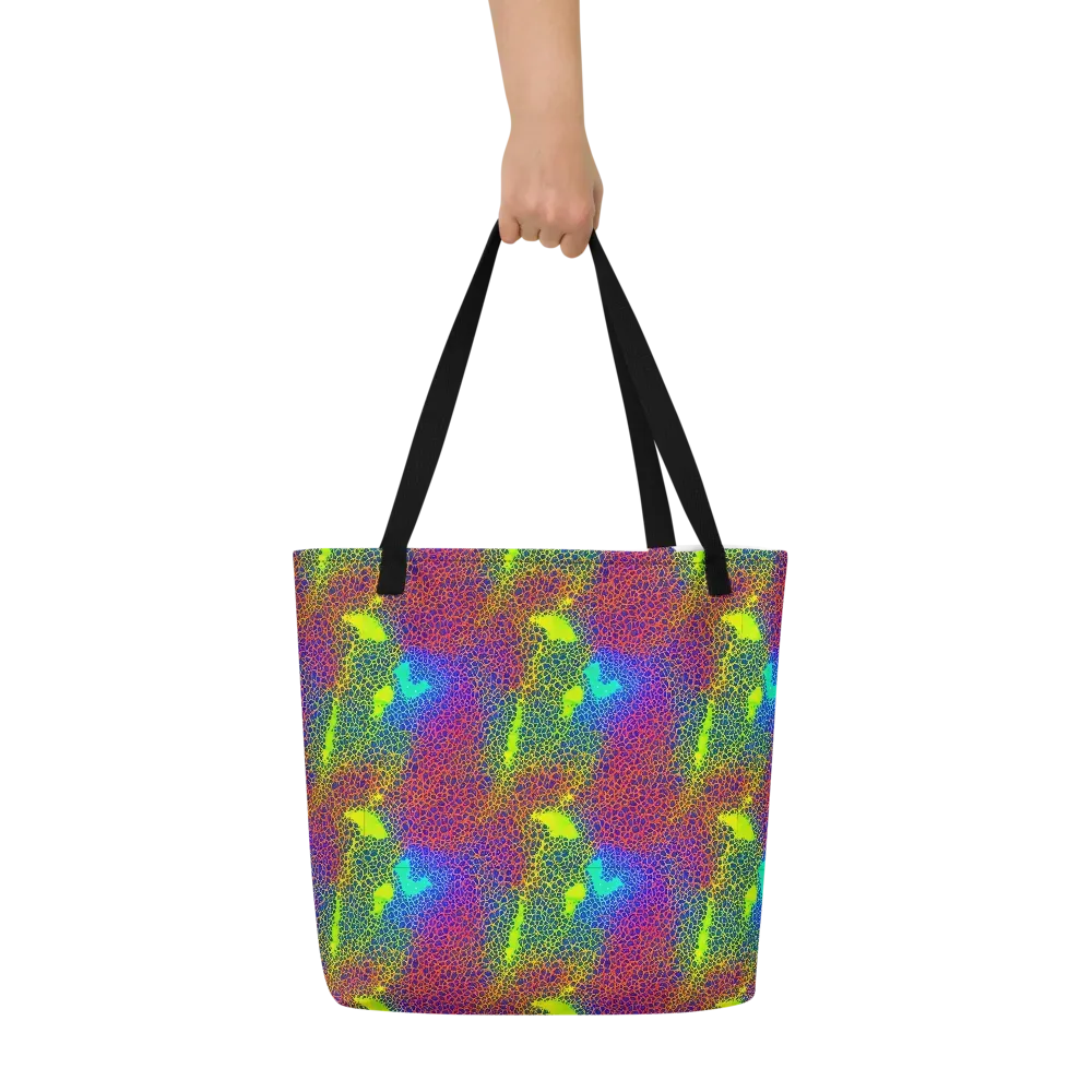 Prismatic Web on Large Tote Bag W/ Pocket — Front