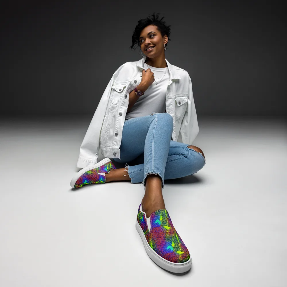 Prismatic Web on Women's Slip-On Canvas Shoes — Front