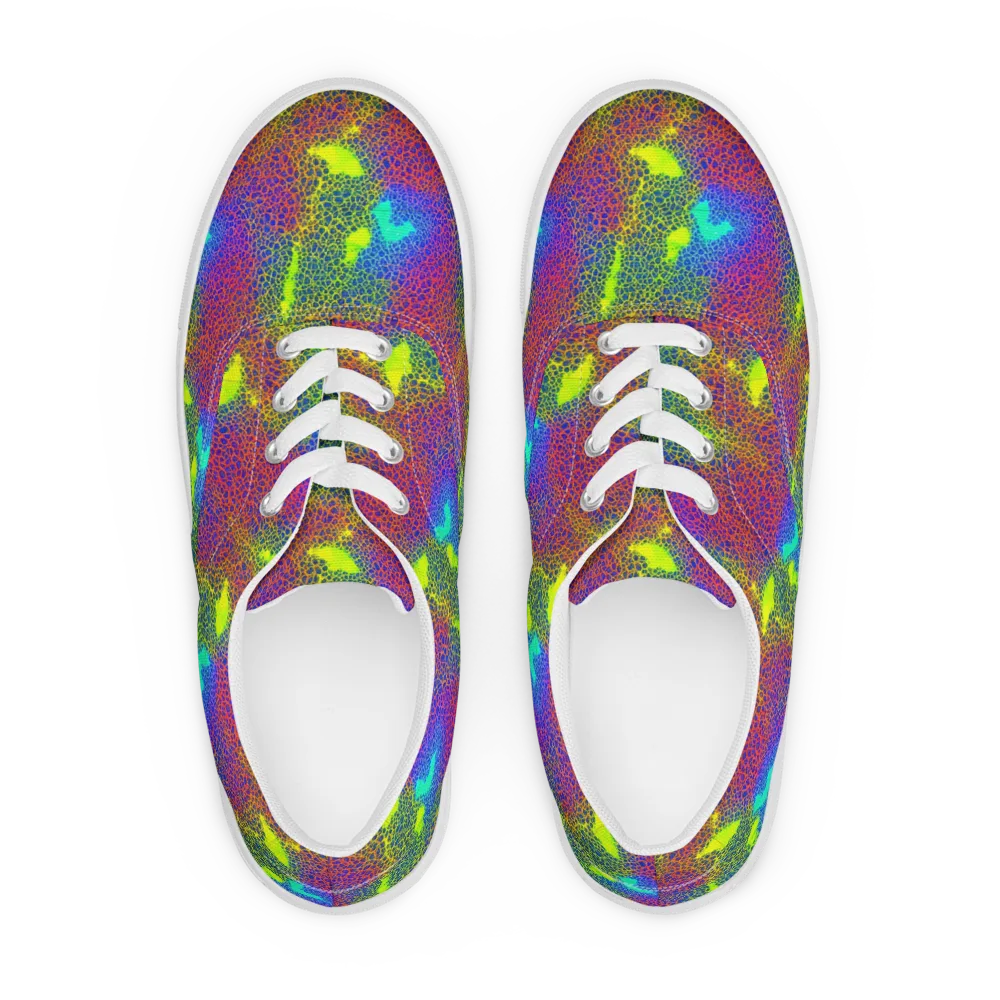 Prismatic Web on Men's Lace-Up Canvas Shoes — Front