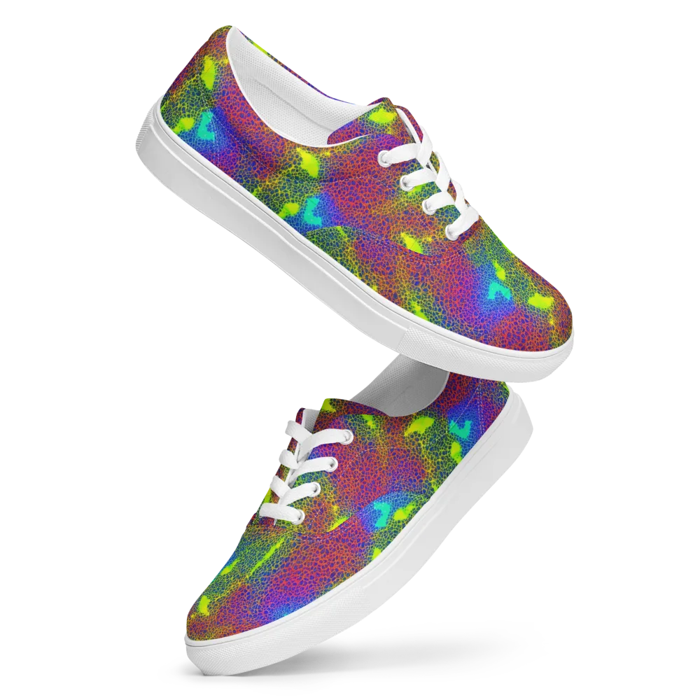 Prismatic Web on Men's Lace-Up Canvas Shoes — Front