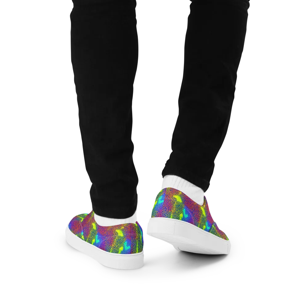 Prismatic Web on Men's Lace-Up Canvas Shoes — Back