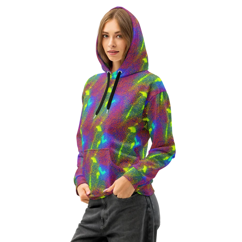 Prismatic Web on Cotton Hoodie — Left Front