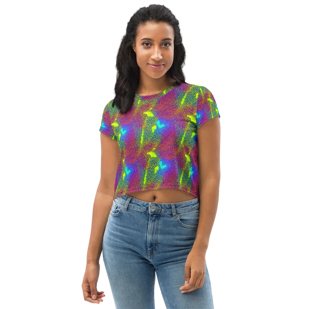 Prismatic Web on Crop Tee — Front