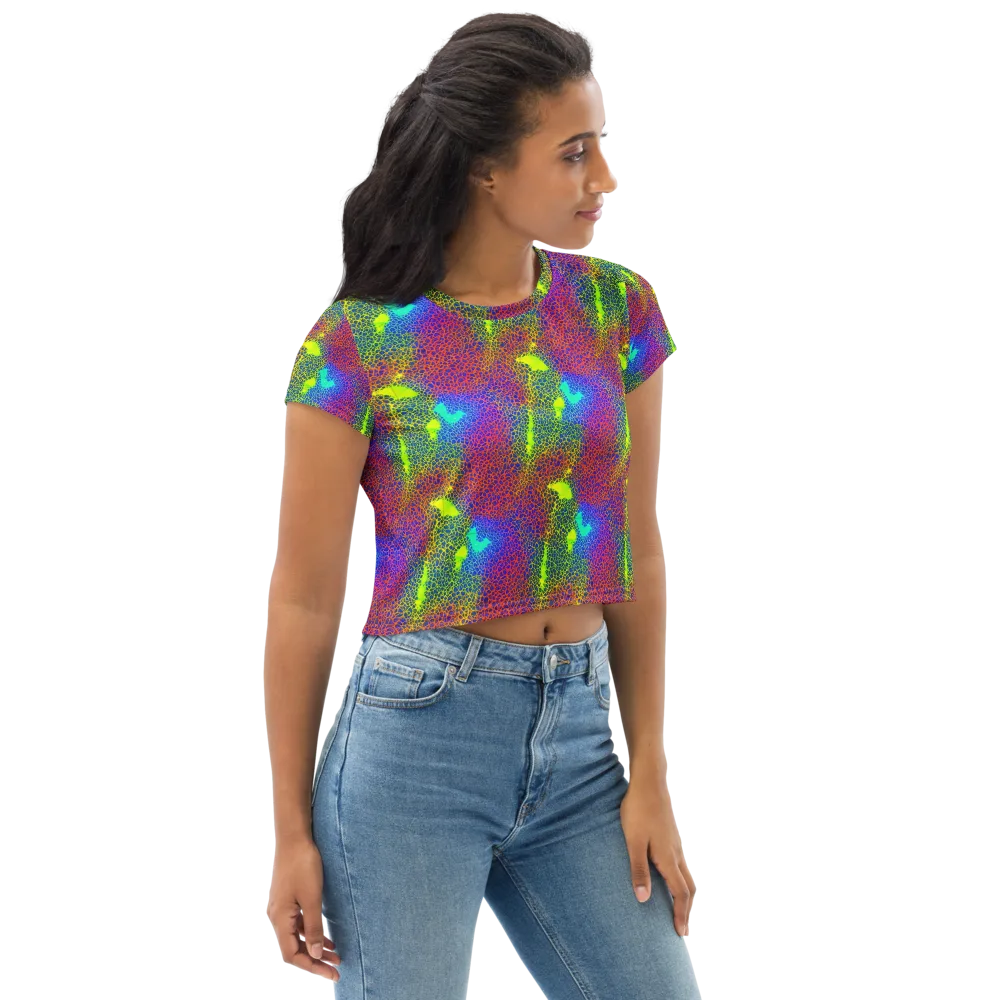 Prismatic Web on Crop Tee — Right Front