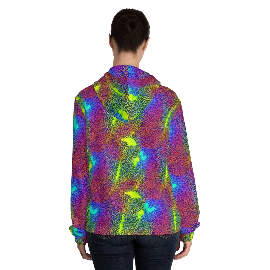 Prismatic Web on Women's Full-Zip Hoodie — Back On Person