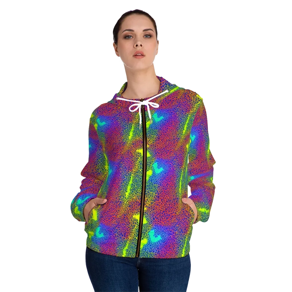 Prismatic Web on Women's Full-Zip Hoodie — Front On Person