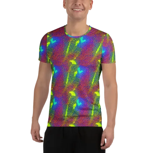 Prismatic Web on a Men's Athletic T-Shirt