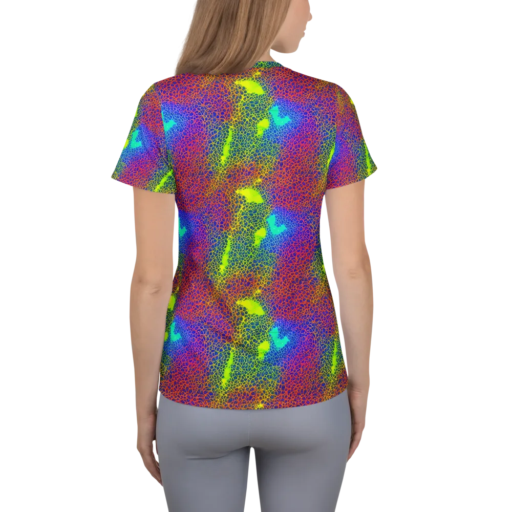 Prismatic Web on Women's Athletic T-Shirt — Back