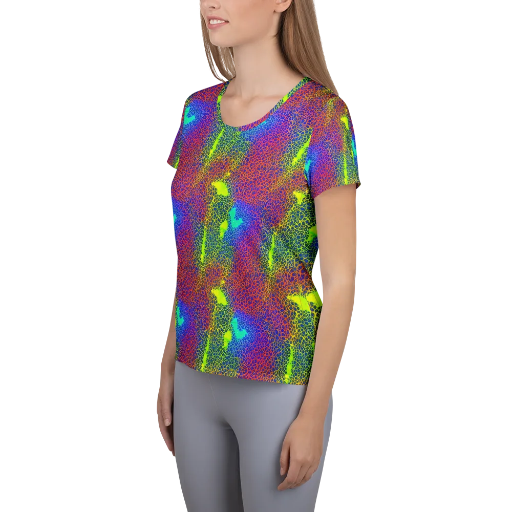 Prismatic Web on Women's Athletic T-Shirt — Left