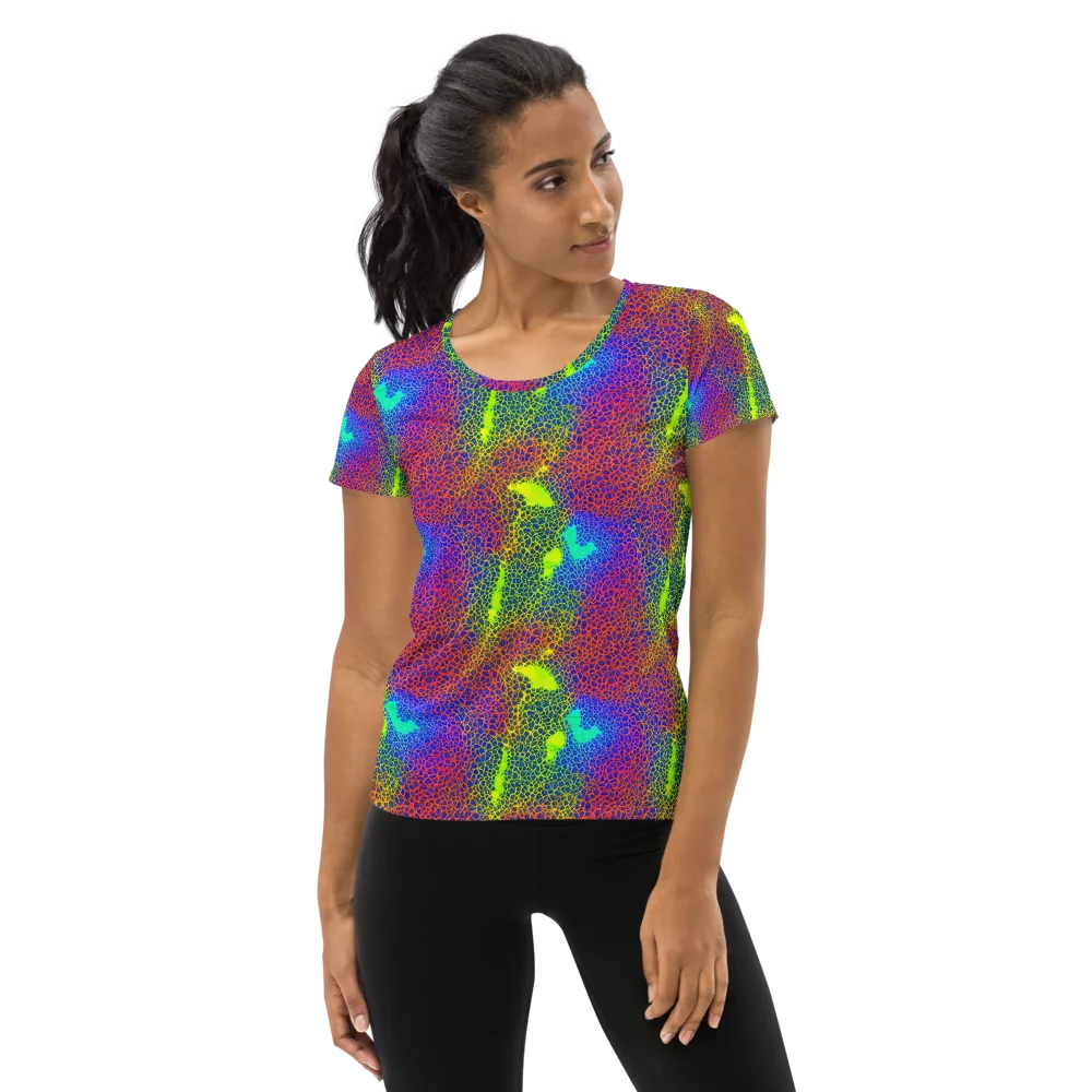 Prismatic Web on Women's Athletic T-Shirt — Front