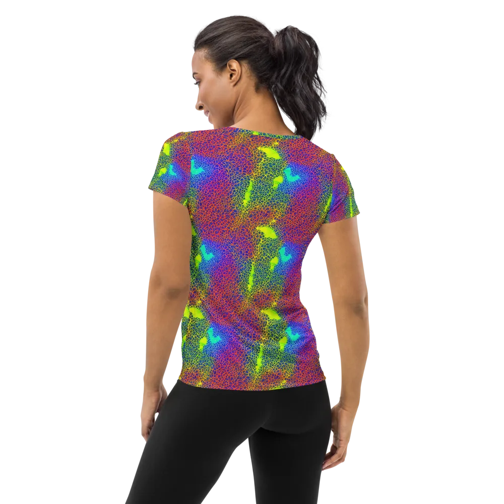 Prismatic Web on Women's Athletic T-Shirt — Back
