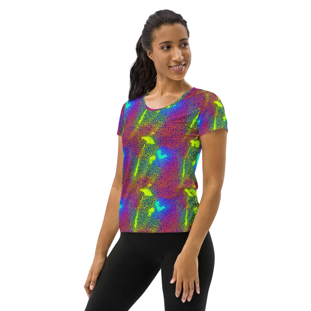 Prismatic Web on Women's Athletic T-Shirt — Left