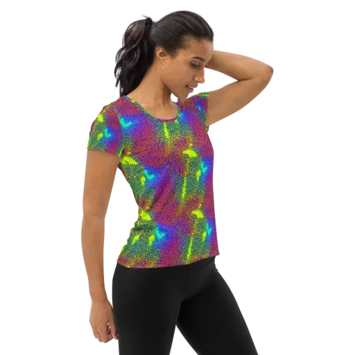 Prismatic Web on a Women's Athletic T-Shirt