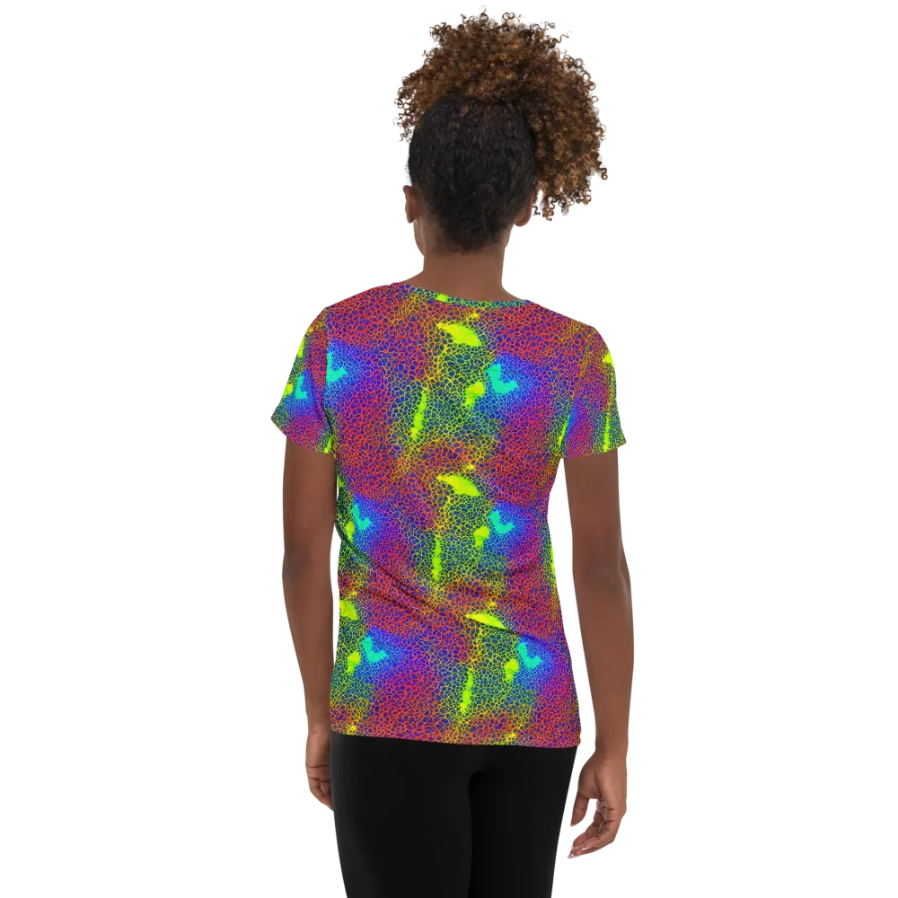 Prismatic Web on Women's Athletic T-Shirt — Back