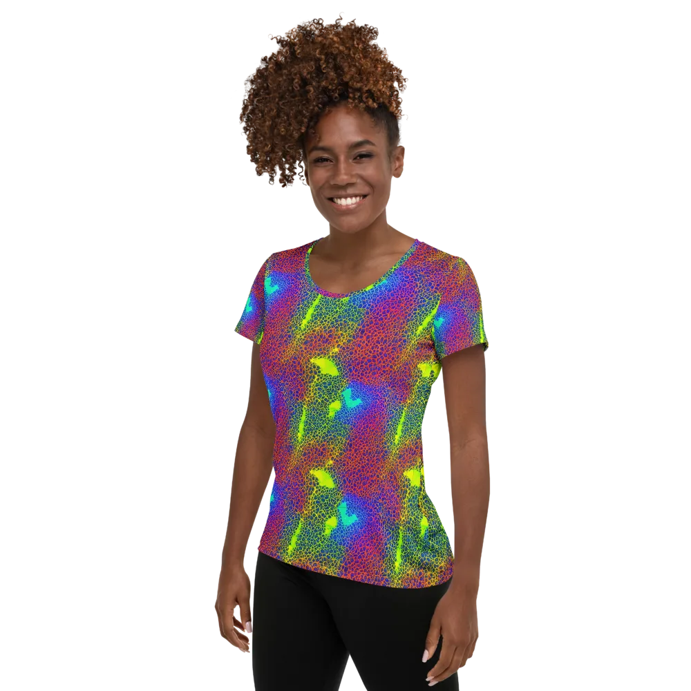 Prismatic Web on Women's Athletic T-Shirt — Left