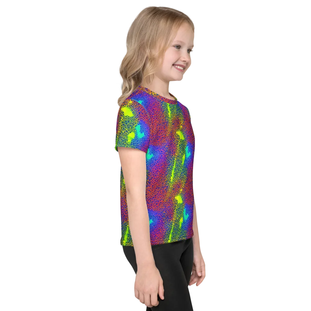 Prismatic Web on Kids Crew Neck T-Shirt — Right