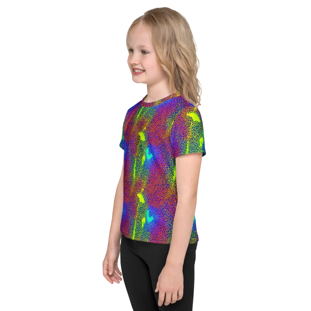Prismatic Web on Kids Crew Neck T-Shirt — Left