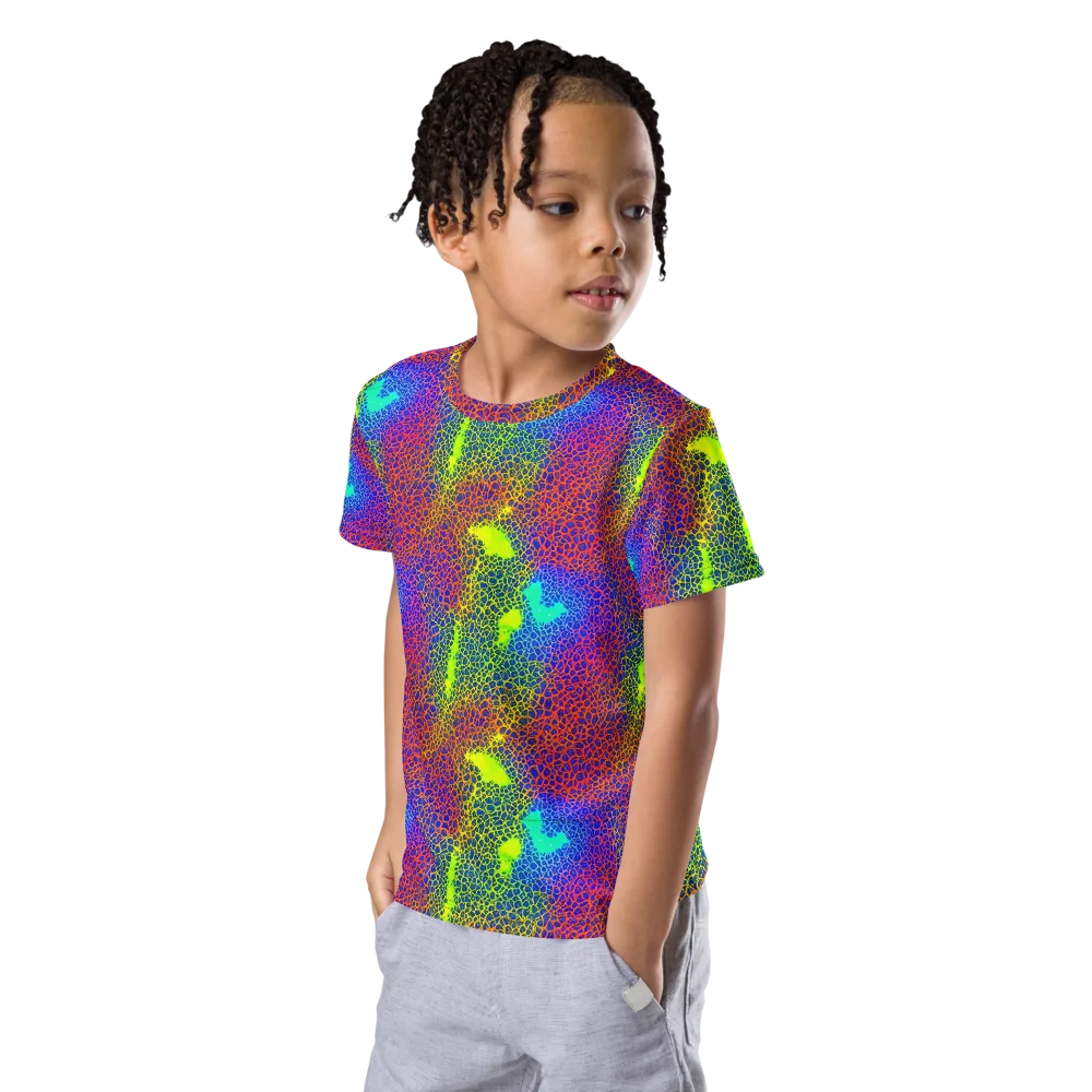 Prismatic Web on Kids Crew Neck T-Shirt — Left Front
