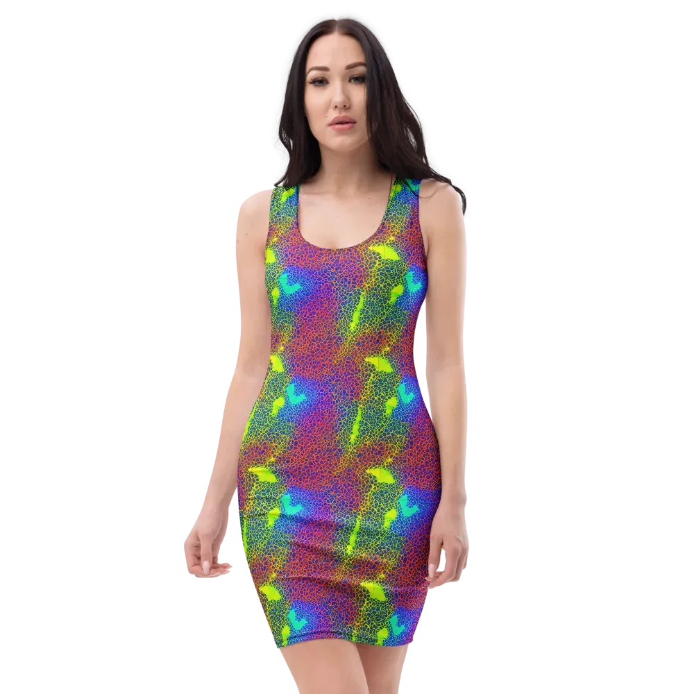 Prismatic Web on Bodycon Dress — Front